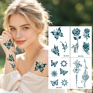 Autocollants de tatouage semi-permanents sans eau, non toxiques, imperméables, pour le corps et les bras, motifs papillon, rose, soleil, lys, à peler et coller, vente en gros - Product Image 1
