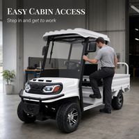 Chariot utilitaire électrique à 4 roues avec capot de benne, pneus tout-terrain, moteur 2500W, 30 km/h, certifié CE