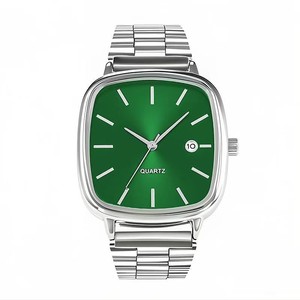 Orologi al Quarzo in Acciaio Inossidabile con Cinturino Retrò Argento, Calendario Reale, Quadrante Quadrato, Stile Lusso, Unisex, per Coppie, da Pendolare, Colore Oro Mattone - Product Image 4