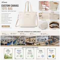 Sac fourre-tout en toile de coton grande capacité, vente en gros, tissu 16 oz, poche avant, fermeture éclair intérieure, fermeture magnétique, emballage cadeau, approvisionnement en vrac
