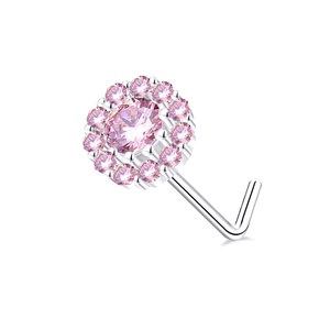 Venta al por mayor 20G Tornillo en forma de rosa CZ corazón hoja nariz anillo chapado en oro Piercing para el cuerpo joyería para mujeres - Product Image 3
