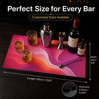 Tapis de bar personnalisé imprimé, base en caoutchouc NBR non tissé, antidérapant, tapis de service pour bar, OEM ODM, n'importe quel design sur commande