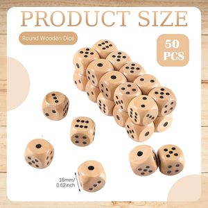 Vente en gros usine – Dés D6 en bois naturel brut de 14 mm avec points pour jeux de société - Product Image 3