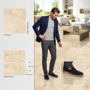 Listello Crema 600x600mm Double Charge Vitrified Tiles <b>Mirror</b> Polished Marble Finish Floor Design - Product Image 4