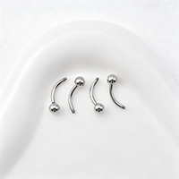 Anneau de nombril en acier inoxydable style punk, accessoires de piercing corporel, clou de nombril à boule, barre courbée, perle en acier filetée