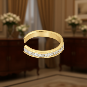 Orecchini a polsino placcati oro E4248 con cristalli rotondi incastonati a canale, gioielli classici unisex alla moda - Product Image 2