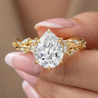 Bague Promise en Moissanite Taille Poire 3 carats, Argent 925, Filigrane Artistique, Cadeau Unique d'Anniversaire pour Femme