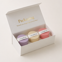 Boîte cosmétique magnétique recyclée pour 3 pots, emballage cadeau, boîte cosmétique personnalisée pour ensemble de soins de la peau avec logo, boîte à bougies blanche