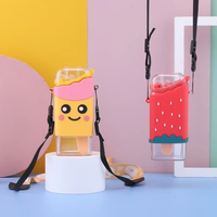 Bouteille d'eau créative de dessin animé de crème glacée pour enfants bouteille d'eau portable résistante aux hautes températures et anti-chute avec paille