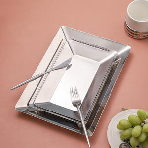 環境にやさしいステンレスフルーツBBQプレートスクエアシルバーミラー色レストラン用マルチサイズ - Product Image 5