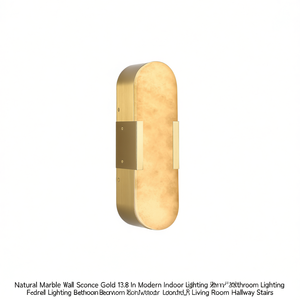 Applique murale en marbre naturel doré 13,8 pouces, éclairage intérieur moderne pour salle de bain, chambre, salon, couloir - Product Image 1