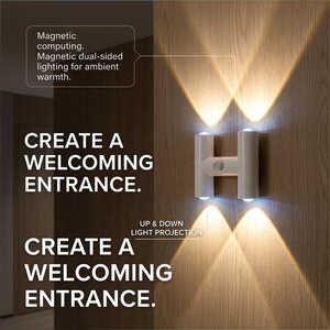 H‑Shape Double Head Motion Sensor Night <b>Light</b> USB Rechargeable Magnetic Mount <b>Wall</b> <b>Sconce</b> For Bedroom Corridor Cabinet - Product Image 5