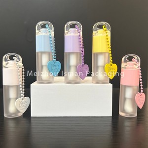 ISMAN Flacon vide de 4 ml pour gloss à <span class=keywords><strong>lèvres</strong></span>, givré, violet, blanc, rose, avec grand pinceau, accessoire en forme de cœur et chaîne, tubes de conteneur pour gloss - Product Image 4