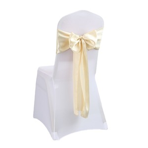 Suministro Directo de Fábrica: Funda para Silla de Hotel, Boda, Banquete, con Lazo de Flores y Cinta de Seda de Colores - Product Image 6