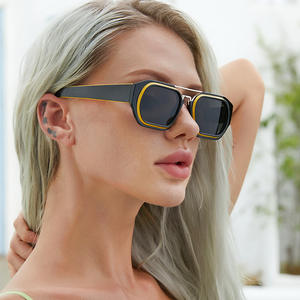 Nuevas gafas de sol unisex retro de doble puente con lentes de PC UV400 y montura cuadrada para conducir, viajar, moda y uso al aire libre. - Product Image 1