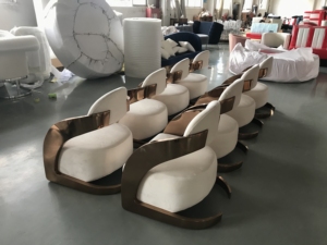 Sofá de tela nórdico moderno con marco de acero inoxidable Muebles de sala de estar de lujo - Product Image 5