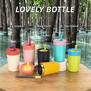 Lovely Island Stainless Steel Insulated Water Bottle with for Straw Lid Double-Wall Vacuum for <strong>UK</strong> TV Show Giveaways - Product Image 3