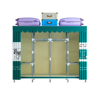 Armoire en tissu économique de style dessin animé en métal pour la maison, les chambres et les locations ; robuste, durable, entièrement assemblée, épaissie
