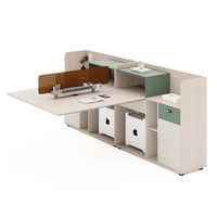 Ensemble bureau et chaise de bureau moderne et simple, bureau informatique quatre places en PVC pour bureau, salon de manucure, origine Chine