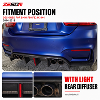 Diffuseur arrière en fibre de carbone sèche ZESON de style V avec éclairage pour BMW M3 F80 M4 F82 F83 2014-2018