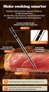 เครื่องวัดอุณหภูมิเนื้อดิจิตอลไร้สาย <span class=keywords><strong>Bluetooth</strong></span> 5.2 สําหรับอาหารบาร์บีคิวในครัวพร้อมโพรบสแตนเลส - Product Image 3