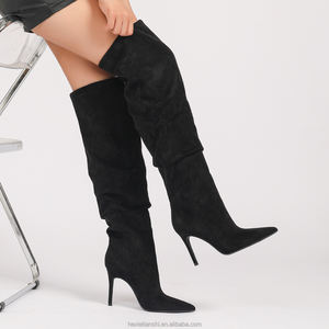 1001-9 Nieuwe Wintermode Designer Hakken Gerimpelde Laarzen Spitse Teen Overknee Dames Lange Laarzen met Fijne Hak - Product Image 5