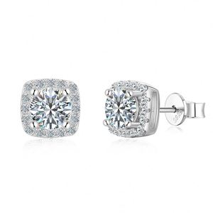 Dylam Classic Style Fine Jewelry S925 Silver Square Shape 5mm D VVS1 Moissanite Stone <b>Infinity</b> Love Dainty Stud <b>Earrings</b> - Product Image 4
