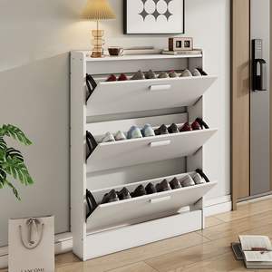 <span class=keywords><strong>Meuble</strong></span> à chaussures 3 niveaux blanc, style moderne et élégant, avec tiroirs, gain de place, pour salon - Prix de gros - Product Image 4