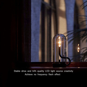Lámpara de Mesa Recargable con Diseño de Gota de Agua y Llama, Luz Nocturna Retro para Restaurantes Occidentales, Bares, Decoración Moderna para Mesas - Product Image 6