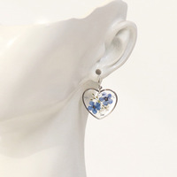 Boucles d'oreilles fleurs séchées bleues formes multiples ne m'oubliez pas boucles d'oreilles séchées boucles d'oreilles transparentes accessoires faits à la main pour femmes