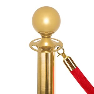 أطراف ستانشيون من الفولاذ المقاوم للصدأ أطراف ستانشيون على شكل سجادة حمراء وأطراف ذهبية مع طقم حواجز أمان بحبل أحمر، - Product Image 2