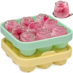 Recién llegado, molde para cubitos de hielo en forma de 9 rosas, embudo para hacer cajas de hielo de silicona, un <span class=keywords><strong>Mini</strong></span> molde para hockey sobre hielo de whisky rosa - Product Image 1