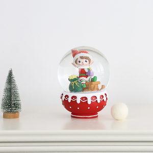 Esstisch Kamin Dekor Cartoon Jungen und Mädchen <span class=keywords><strong>ELF</strong></span> Gnom Kristall kugel Weihnachten Schneekugel - Product Image 5