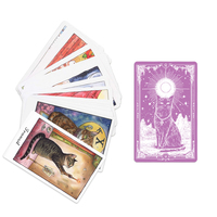 Vente en gros personnalisée Tarot chat mignon 78 pages impression et emballage de cartes de tarot avec guide jeu de tarot à bords dorés/argentés
