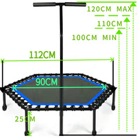 Trampolín de Fitness PINJIAN, Rebounder Interior y Exterior, Mini Trampolín Hexagonal de 45 Pulgadas con Mango Ajustable