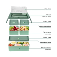 Ensemble de boîtes à lunch en plastique 1,4 L, boîte à lunch bento détachable et étanche avec sac isotherme