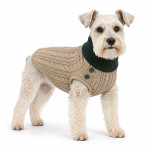 Color Contrast Turtleneck Small <b>Dog</b> Sweaters Cable Knit Sleeveless Pet Vest With Side Buttons For Small <b>Dogs</b> Schnauzer Winter We - Product Image 1