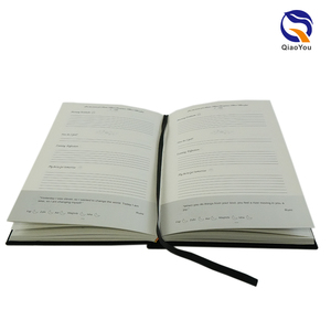 Impression de livres de luxe en gros <span class=keywords><strong>avec</strong></span> couverture rigide en tissu noir et ruban, <span class=keywords><strong>avec</strong></span> logo estampé à chaud en or - Product Image 6
