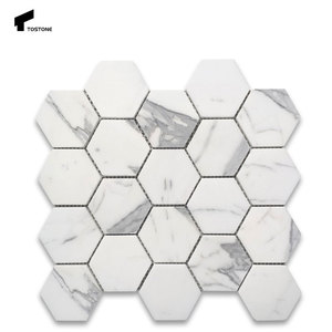 Mattonelle di mosaico esagonale in <span class=keywords><strong>marmo</strong></span> bianco lucido naturale conciso naturale <span class=keywords><strong>per</strong></span> il Design moderno del pavimento della parete della <span class=keywords><strong>cucina</strong></span> del bagno - Product Image 4