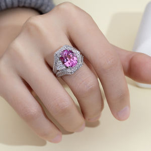 Bague pour femme Messi Jewelry MSR-2031 PT950 avec pierres précieuses et diamants de laboratoire - Product Image 4