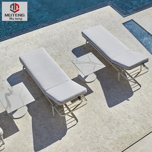 Moderno esterno reclinabile in metallo Casual sedia da spiaggia per Villa cortile giardino all'aperto piscina impermeabile crema solare - Product Image 1