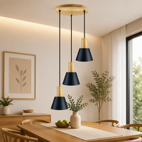 Nouvelle Arrivée 2022 : Lustre Moderne en Fer pour Intérieur, Suspension Simple en Fer et Bois pour Café et Bar