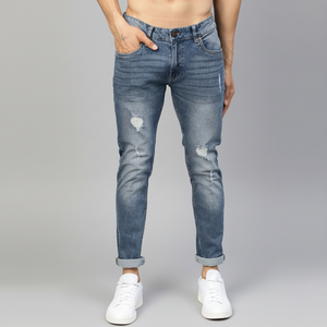 Vêtements décontractés vente en ligne pantalon en jean pour hommes imprimé à la mode Service OEM pantalon en jean pour hommes à bas prix vêtements d'extérieur à la mode - Product Image 1