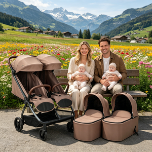 Poussette double pliable OEM 2-en-1 pour jumeaux, landau et chariot de voyage pour nouveau-nés et tout-petits - Product Image 1