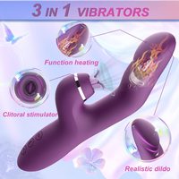 3 In 1 Weibliche Vaginal Masturbation Tools Saugen Lecken Vibrator G-Punkt Klitoris Stimulation Heizung Kaninchen Vibrator für Frauen