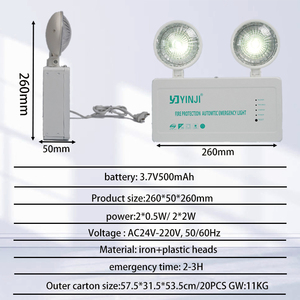 Tuoming Hotel School 3W <b>Battery</b> <b>Backup</b> Rechargeable Fire Protection Automatic Double Heads Led Emergency Light - Product Image 2