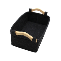Panier de rangement pliable en feutre écologique avec poignée en bois, design carré multifonctionnel pour le rangement de jouets et de vêtements à la maison - LINFEI FELT