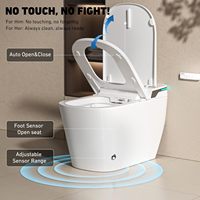 Toilettes modernes à chasse d'eau par siphon avec certification CUPC et homologation ETL, WC intelligent en céramique avec siège automatique