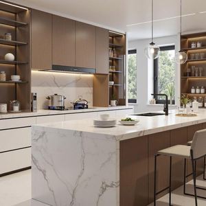 Meubles de cuisine modulaires en bois massif laqué, designs modernes - Product Image 1