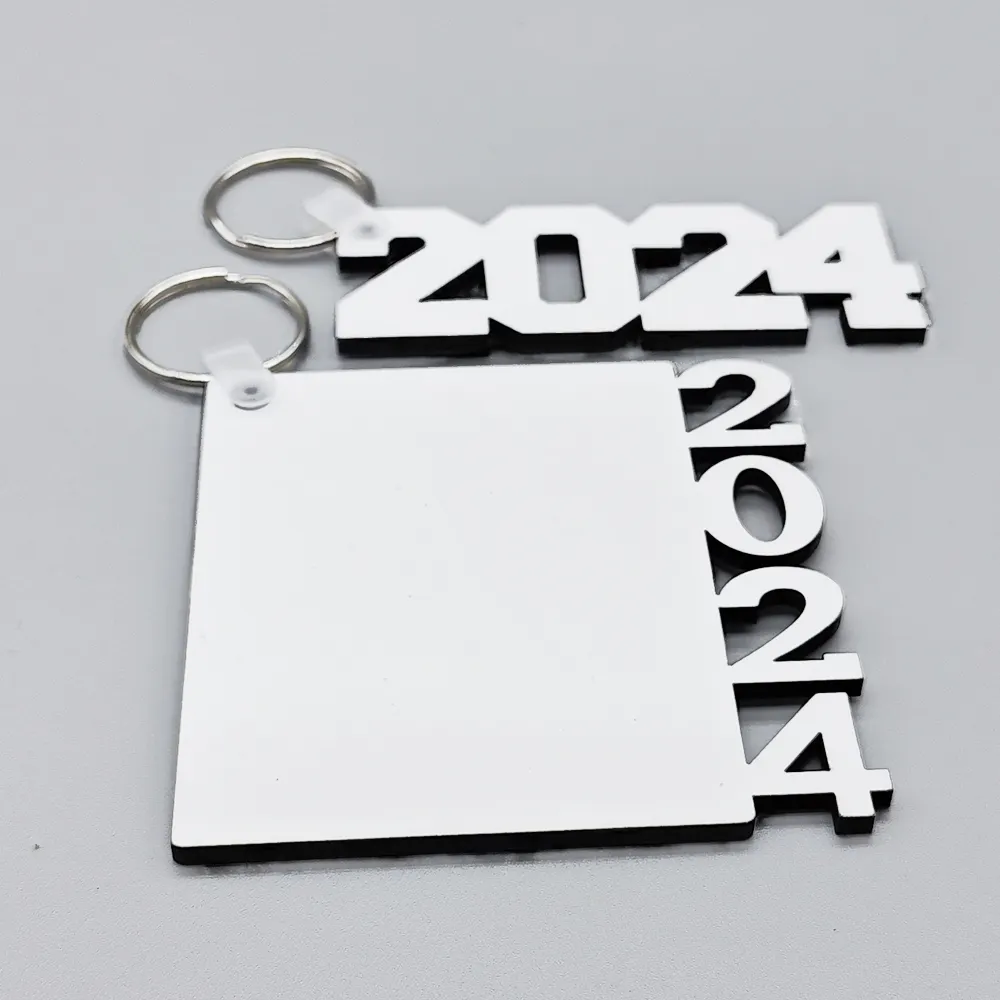 Wholesale DIY Custom 2024 Key Chains Sublimation Blank MDF 2024 Keychain